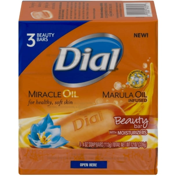 Dial Miracle Oil Bar Soap, 4 oz bars, 3 Ea (Pack of 4)