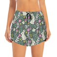 thumbnail image 2 of Daiia Retro Bunny Floral Pattern Women's 2 in 1 Running Shorts - Lightweight Athletic Workout Gym Yoga Shorts Liner with Phone Pockets-Medium, 2 of 7