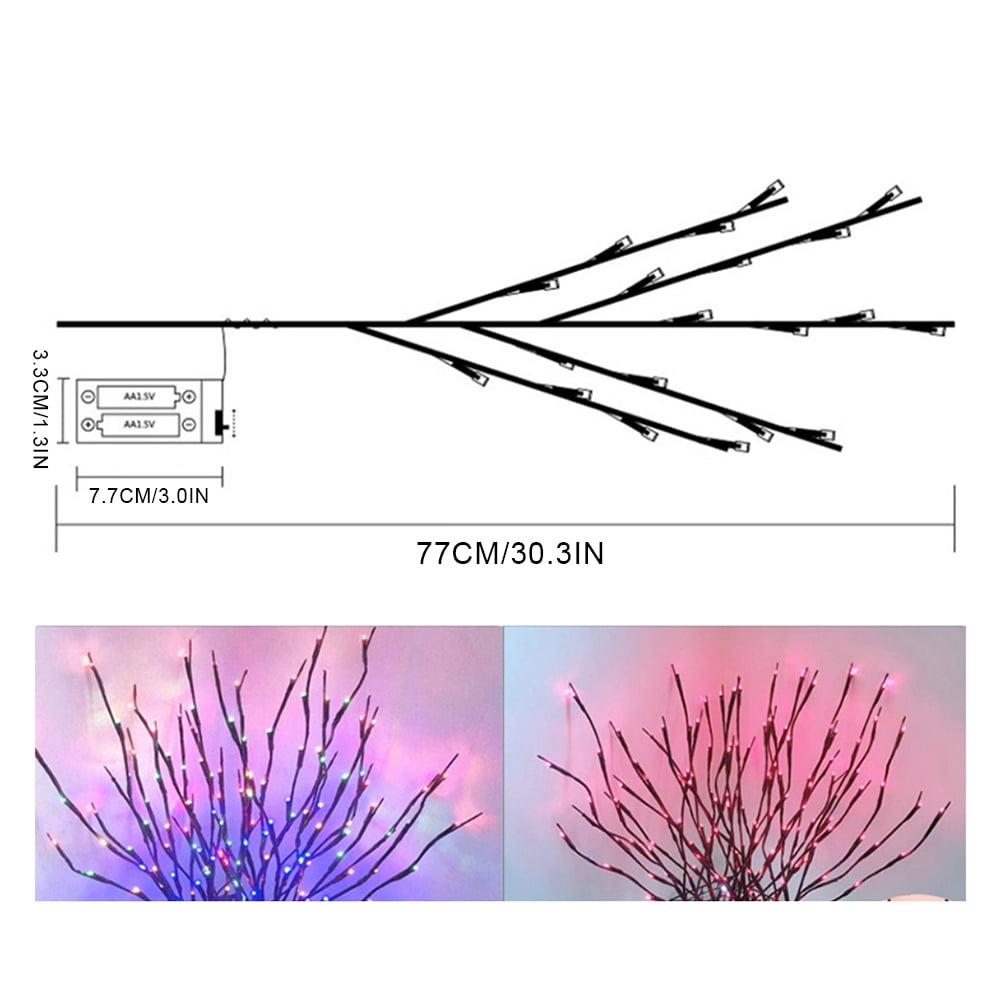 LED Branch Light Battery Operated Lighted Branch Vase Filler Willow Tree Artificial Little Twig Power 20 LED for Home Romantic Decoration Pack of 5