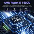 thumbnail image 4 of Auusda 16" Business Laptop, Win11 Pro Laptop Computer, Ryzen 7430U, 16GB RAM 512GB SSD, Backlight, Fingerprint, Gray, 4 of 11