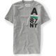 thumbnail image 1 of Aeropostale Mens Vertical A-87 Ny Athletics Embellecido Camiseta, Gris, Grande Aeropostale Camiseta adornada, 1 of 2