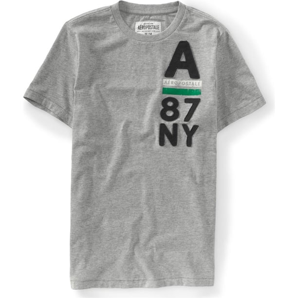 Aeropostale Mens Vertical A-87 Ny Athletics Embellecido Camiseta, Gris, Grande Aeropostale Camiseta adornada
