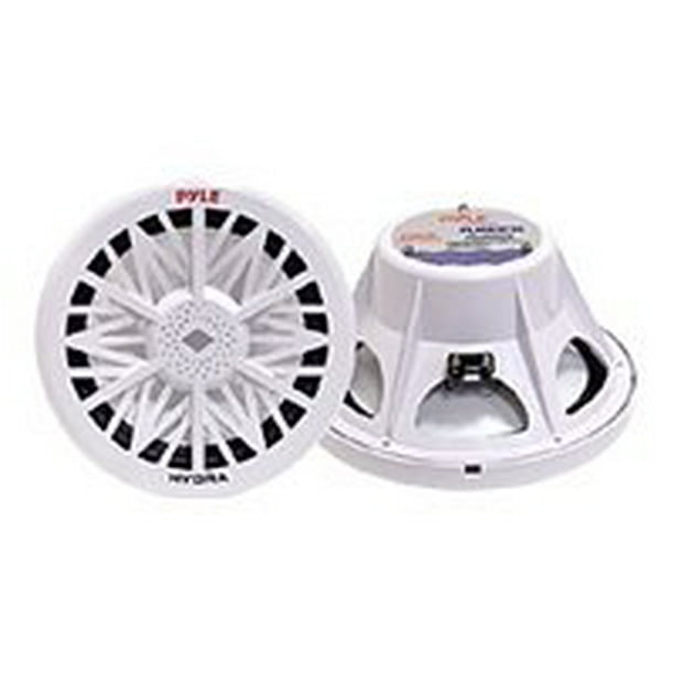 Pyle PLMRW10 10" 500 Watt Dual Marine Grade Stereo System Speakers, White (Pair)