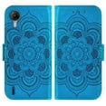thumbnail image 4 of Asuwish Compatible with Cricket Debut S2 U380AC/AT&T Calypso 4 U380AA Wallet Phone Case and Tempered Glass Screen Protector Flip Credit Card Holder Stand Mandala Flower Cell Cover for Women Men Blue, 4 of 8