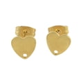 thumbnail image 2 of 10pcs 304 Stainless Steel Heart Stud Earring Findings with Loop Golden 8x8mm Hole: 1mm pin: 0.8mm, 2 of 2