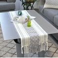 thumbnail image 3 of Small Coffee Table Runner with Tassels 14x48 Inches, Grey & Off White | Cotton Woven Washable Boho Dresser Scarf for Bedroom | Farmhouse Console Tabletop Centerpiece Boho Decorations, 3 of 6