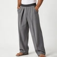 thumbnail image 4 of SAWOBUUN Mens Wide Leg Pleated Dress Pants Elastic Waist Loose Fit Trousers Comfortable Business Casual Pants, 4 of 5