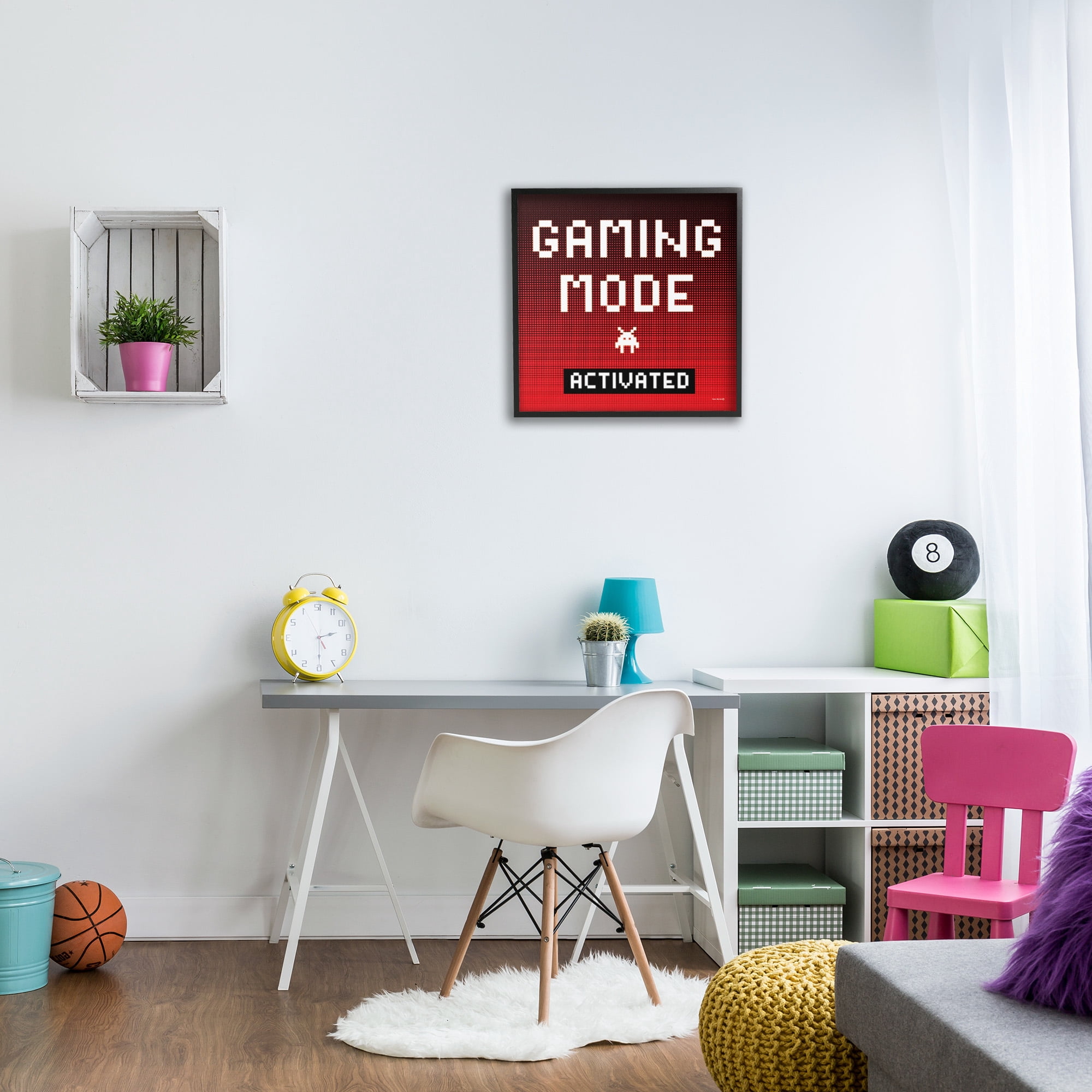Stupell Industries Gaming Mode Activated Typography Painting Black Framed Art Print Wall Art, 24 x 24