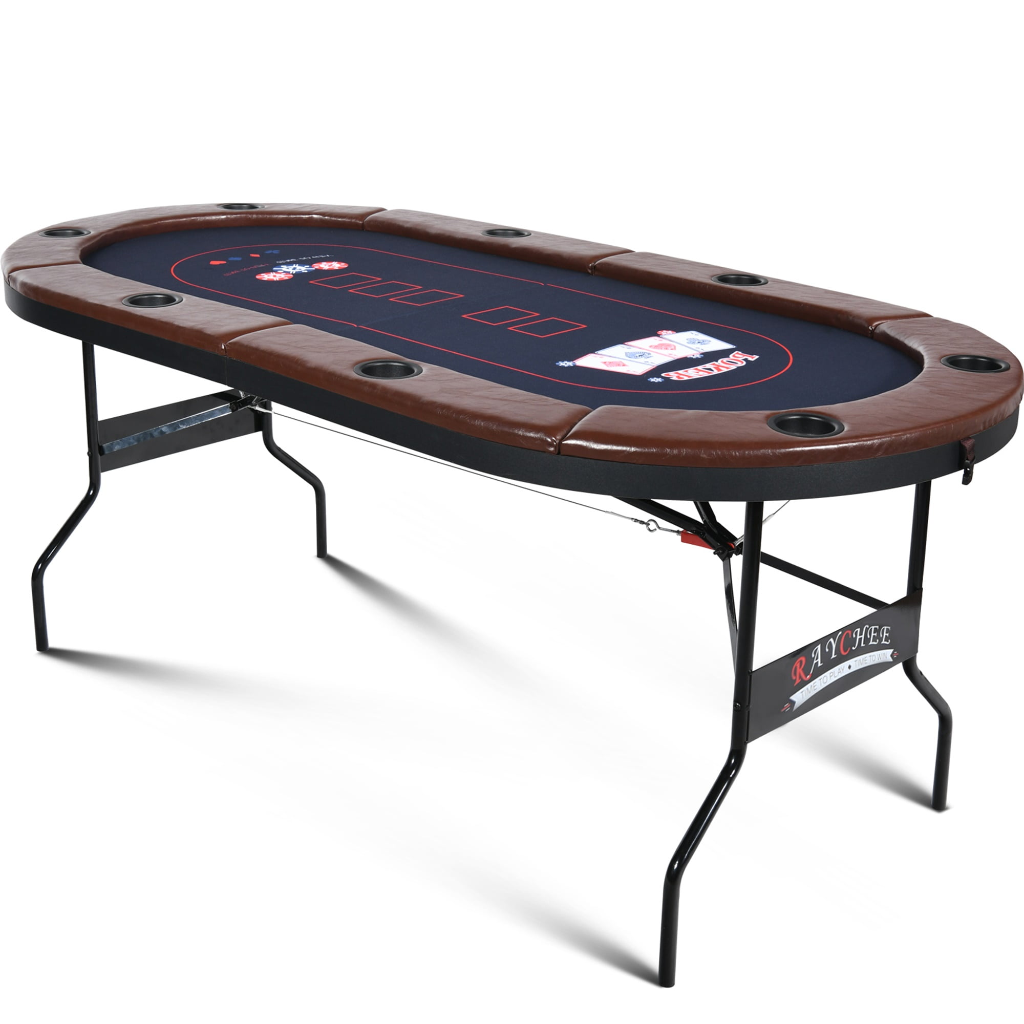 RayChee 8 Player Foldable Poker Table, Folding Texas Holdem Table