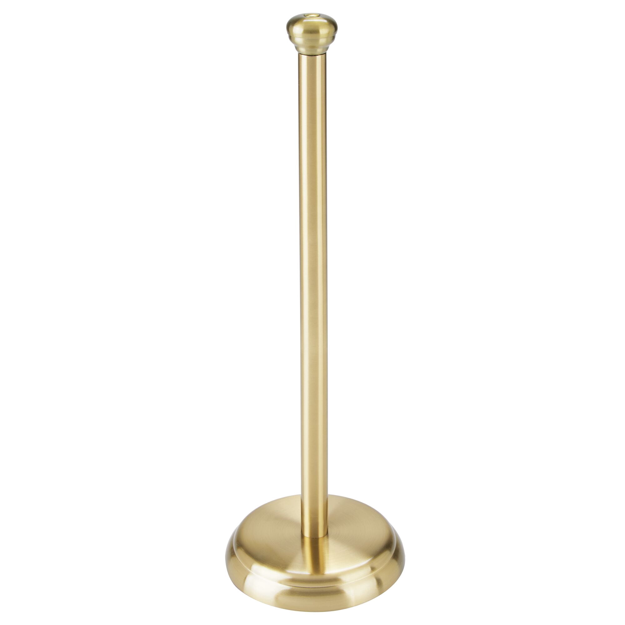 mDesign Metal Free-Standing Toilet Paper Holder - Soft Brass