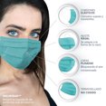thumbnail image 3 of Cubrebocas Tricapa Gaon 50pz Turquesa, 3 of 9