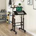 thumbnail image 3 of Giantex Mobile Standing Desk, Height Adjustable Sit to Stand Desk, Portable Laptop Desk, 2-Tier Computer Workstation for Home Office, Black, 3 of 9