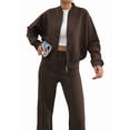 thumbnail image 1 of Lounge Sets for Women Sweatsuit 2 Piece Outfits Sweatshirt Wide Leg Sweatpant Tracksuit Matching Set Coffee M, 1 of 8
