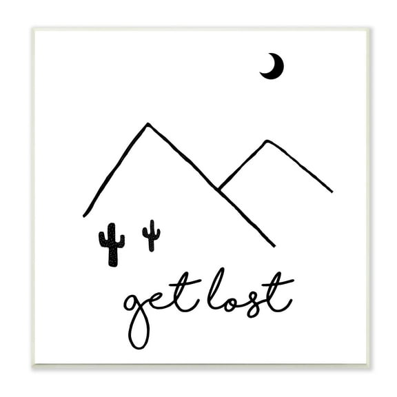 Stupell Industries Get Lost Desert Adventure Scene Minimal Line Doodle Graphic Art Unframed Art Print Wall Art, Design by J. Weiss
