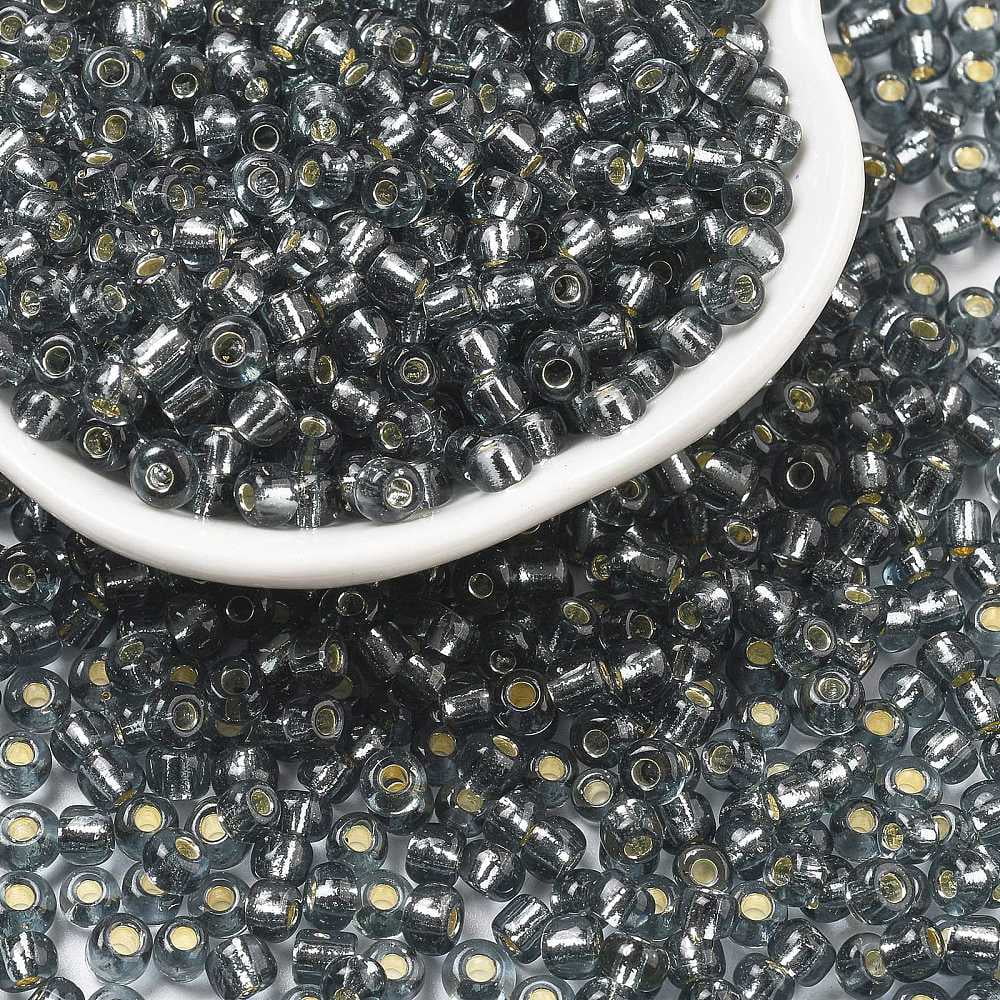1bag 6/0 Grade A Round Glass Seed Beads Silver Lined Gray 6/0 4x3mm Hole: 1mm about 4500pcs/pound
