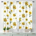 thumbnail image 3 of Sunflower Curtains for Living Room, Rusitc Farmhouse White Yellow Floral Flower Printed Retro Country Rod Pocket Small Short Kitchen Bedroom Cafe Window Drapes Treaments 2 Panel, 55x39 Inch, 3 of 4