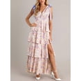 thumbnail image 2 of Vestido largo floral Wenrine sin mangas con cuello en V y abertura alta, 2 of 5