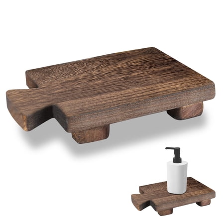 Wood Soap Stand Kitchen SoapTray Plant Holder Wooden Soap Holder for Bottles Wood Riser Pedestal Stand Wood Tray for Kitchen Bathroom Sink Decorative (Wood Color)