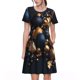 thumbnail image 1 of Disketp Elegant Golden Blue Ornaments para Vestido de Manga Corta para Mujeres, Vestidos de Verano para Mujeres, Casual y Holgado para la Playa, 1 of 6