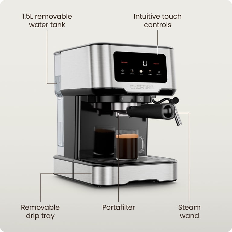 Chefman, Espresso Machine, Steam Wand, Touch Controls - Walmart.com