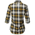 thumbnail image 2 of FashionOutfit Women's Casual Lightweight Roll Up Long Sleeve Plaid Button Down Shirts, 2 of 4