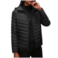 thumbnail image 5 of QUNYINEY Womens Puffer Jackets Trendy Lightweight Zip Up Black Windbreaker Long Sleeve Pockets Loose Fit with Hood Women's Coats, 5 of 5