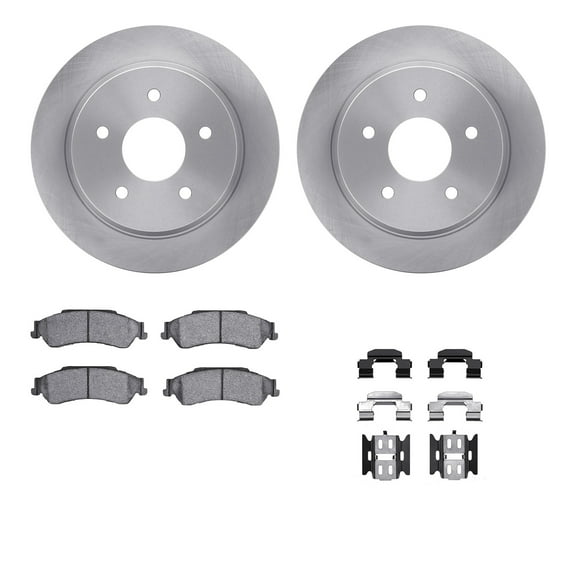 Dynamic Friction Company Rear Brake Rotors with Heavy Duty Brake Pads includes Hardware 6212-48001