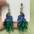 thumbnail image 4 of Vintage Peacock Dangle Earrings for Women 14K Gold Plated Green Crystal Feather Peafowl Statement Drop Dangling Stud Earring Boho Exaggerated Birthday Holiday Jewelry Gifts, 4 of 6