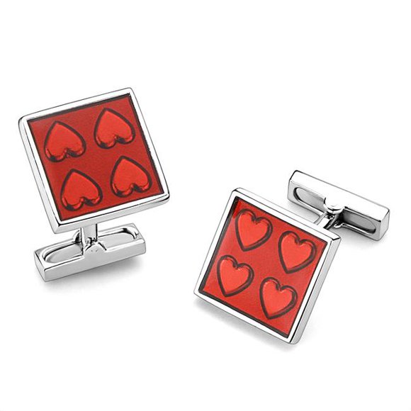 Alamode LO445 Men Rhodium Brass Cufflink with No Stone in No Stone