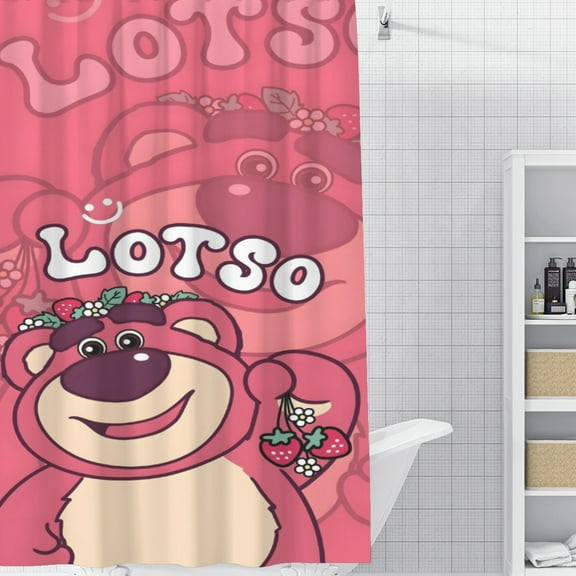 Strawberry bear Lotso-theme Bathroom Shower Curtain Home Decor,Bath Curtains Durable Waterproof Bath Curtain , Adluts Girls Boys Bathroom Decor House Gifts 48x71inch（120cmX180cm）