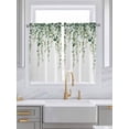 thumbnail image 2 of Green Eucalyptus Leaves Kitchen Curtains 54 Inches length, Spring Pastoral Rustic Botanical Window Treatment Curtain Drapes, Thermal Insulated Drapes for Basement Hotel RV, 42"x54", 2 Panels, 2 of 7