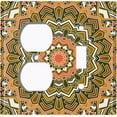 thumbnail image 4 of Metal Light Switch Plate Cover Orange Brown Mandala Icy Flower Tile Pattern MDL050, 4 of 13