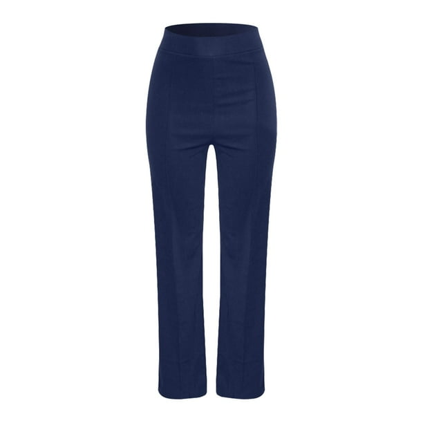 Navy stretch trousers womens hotsell