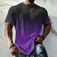 thumbnail image 2 of JULMCOMO Men's Shirts Ombre Gradient Crew Neck Short Sleeve Loose Fit Casual T Shirt Breathable Soft Comfy Summer Classic Tees Dark Purple 2XL, 2 of 5