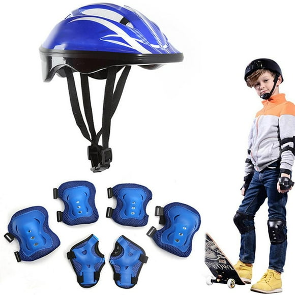 Juego de 7 cascos de bicicleta para niños, rodilleras para monopatín, coderas, muñequeras, equipo de protección ajustable para ciclismo y patinaje al aire libre YUNYI BRAND Deportes