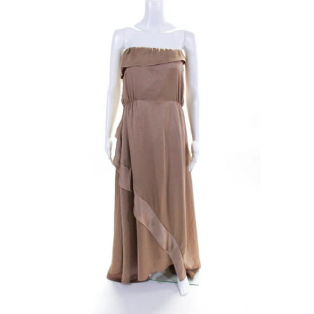 

Pre-owned|By Malene Birger Womens Elastic Strapless Full Length Gown Beige Size Small