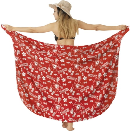 HAPPY BAY Women s Beachwear Summer Beach Bikini Wraps Sarong Swimsuit Wrap Skirt Swimwear Coverups Swim Cover ups for Women One Size Cherry  Floral Aztec