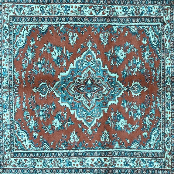 Ahgly Company Indoor Square Persian Light Blue Traditional Area Rugs, 3' Square