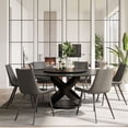 thumbnail image 6 of POVISON 59" Modern Black Round Dining Table for 6 with Lazy Susan, Matte Sintered Stone Tabletop, Black X Carbon Steel Base, 6 of 6
