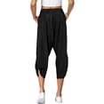 thumbnail image 6 of BLVB Linen Capri Pants for Women Casual Elastic Drawstring Waist Summer Wide Leg Pants Baggy Comfy Lounge Beach Capris, 6 of 7