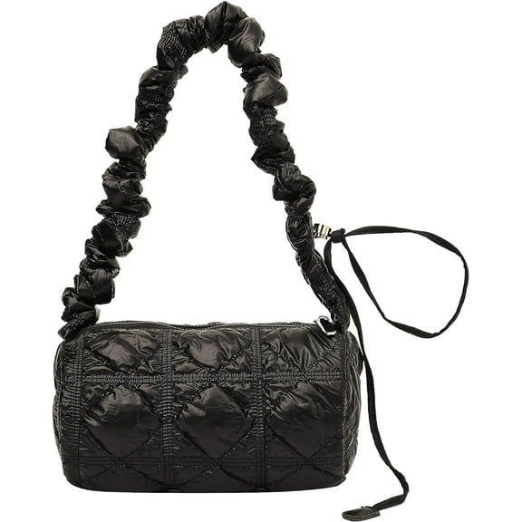 Kukuzhu Puffer Tote Bag, Soft Bucket Bags for Women Light Winter Cotton Padded Quilted Tote Bag Crossbody Handbag Purse