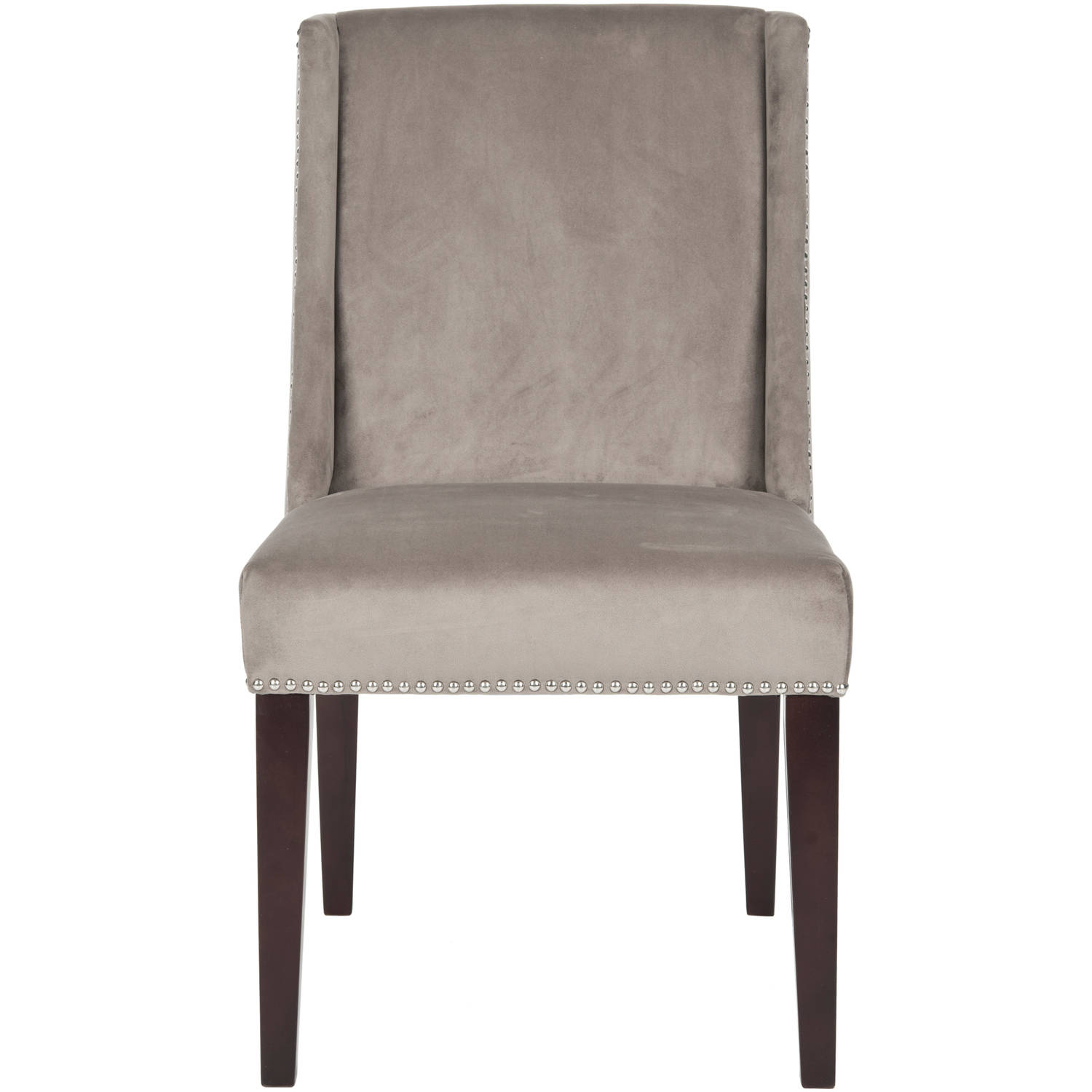 SAFAVIEH Humphry Dining Chair with Silver Nail Heads, Set of 2, Mushroom
