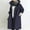 Navy, variant on Women's Plus Size Recreational Windbreaker with Solid Color Hooded Long Sleeve and Pocket