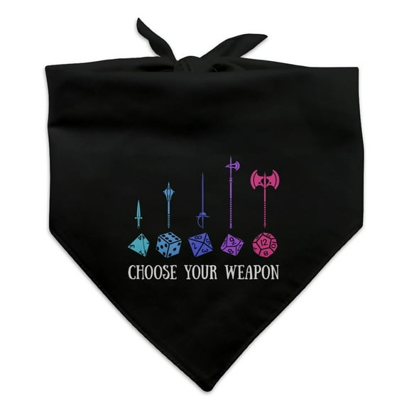 Choose Your Weapon Dungeon RPG Dice Dog Pet Bandana - Black
