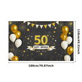 thumbnail image 3 of Glamorous Gold 50th Birthday Banner with Balloons Stars and Sparkles Backdrop Decor for Birthday Party Photography Props Celebration Decorations, 3 of 7