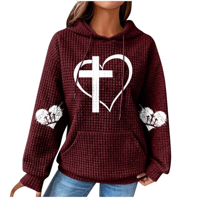 Chandails à Capuchon pour Femmes, Blouse à Manches Longues Imprimée Décontractée Sweat à Capuche