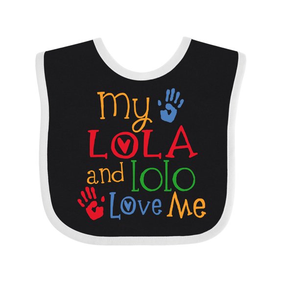 Inktastic My Lola and Lolo Love Me Grandchild Boys or Girls Baby Bib