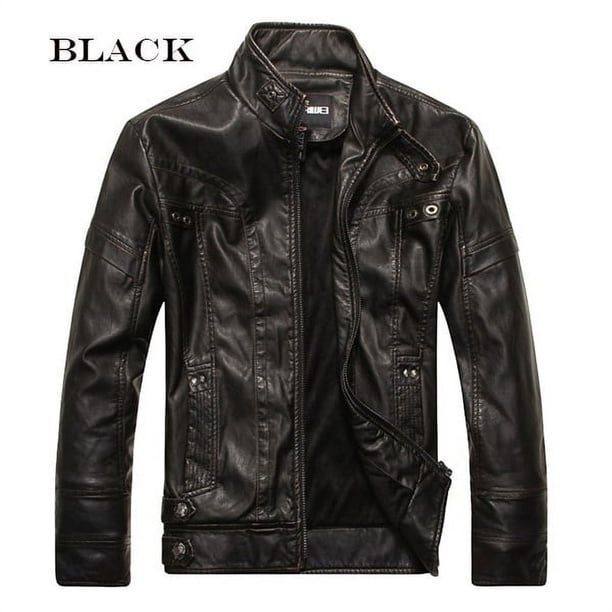 Men`sNew Fashion Motorcycle Leather Jackets Winter Fleece Leather