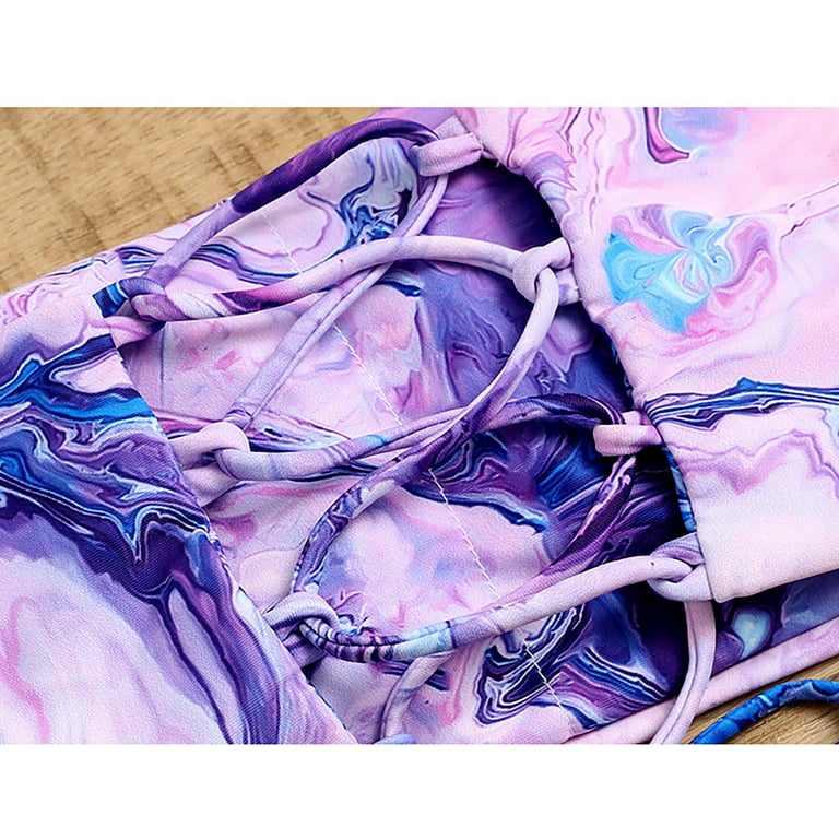 vbnergoie Womens Multi Color Tie-Dye Print Set Two Piece Swimdress