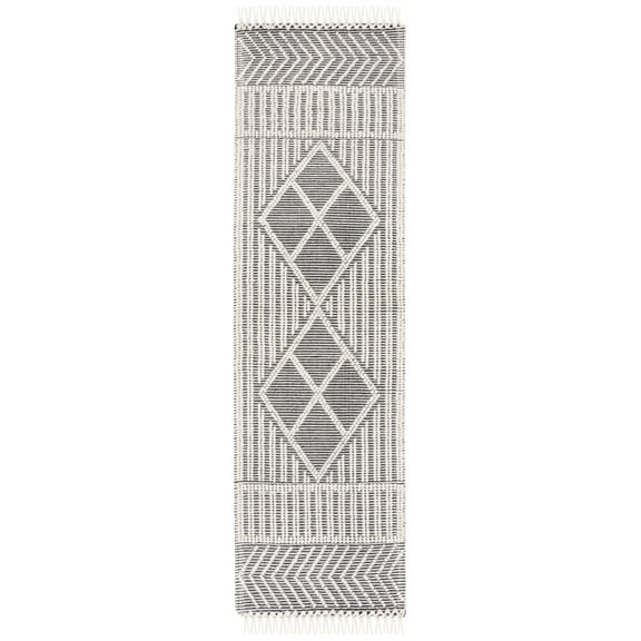 SAFAVIEH Marbella Scarlett Diamond Runner Rug, Ivory/Black, 2'3" x 8'